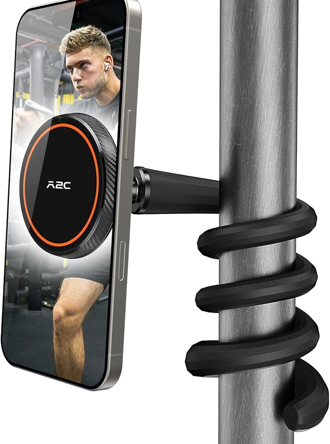 A2C Flexible Gooseneck Phone Holder for iPhone Magsafe, Long Arm Gym Magnetic Phone Holder for Treadmill Peloton, Portable Fitness Home Gym Accessory, Phone Mount for Stroller/Shopping/Golf Cart/Desk