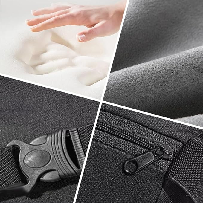 2025 New Car Headrest & Lumbar Support Cushion, Ergonomic Car Seat Headrest Neck Rest Cushion Lumbar Support Pillow Memory Foam & Breathable Removable Cover for Neck Back Pain Relief (Black)