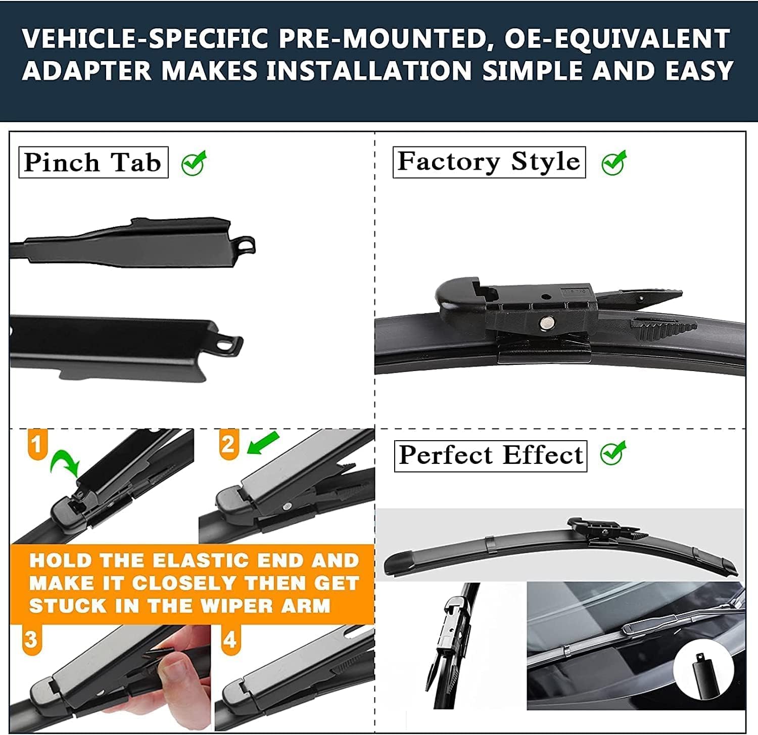 AUTOBOO 28"+28" Windshield Wipers with 11" Rear Wiper Blade Replacement for Ford Escape 2013-2019 -Original Factory Quality (Pack of 3)