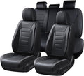 Coverado Seat Covers Full Set, Car Seat Cover Black, Seat Covers for Cars, Car Seat Protector, Nappa Leather Car Seat Cushion, Waterproof Car Seat Covers Front Seats and Back Fit for Most Cars