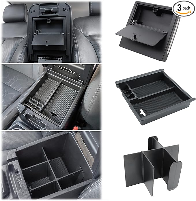 JKCOVER 3PCS Center Console Organzier Compatible with Toyota Tacoma 2016-2023 Accessories Tray Hidden Box Divider ABS Material Insert