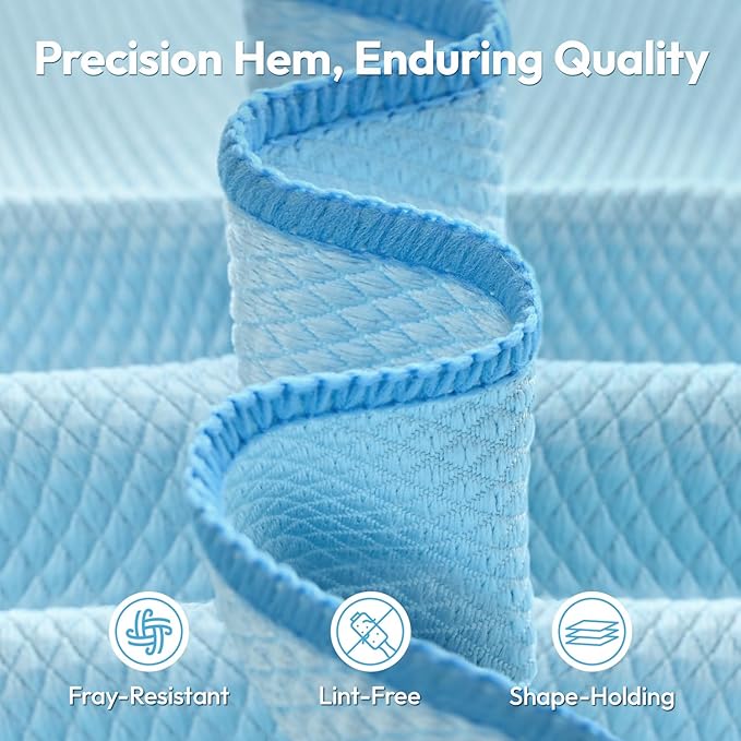 Microfiber Glass Cleaning Cloth 6 Pack, 15.5x15.5 Inch Blue Magic Cleaning Rags, Lint Free Streak Free Reusable Towels for Windows, Mirrors, Cars, Screens, Kitchen and Stainless Steel Surface