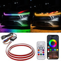 71 Inches RGB Multicolor Dynamic Scanning Starter Hood Lights, Car LED Hood Light Strip, Exterior Flexible Headlight Waterproof Daytime Running Lamps Strips (1 Set)