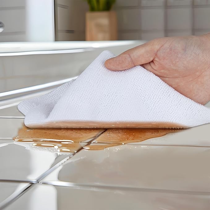 CARTMAN 60 Pack Microfiber Cleaning Cloth, Reusable Tear Away Towels Roll, 12"x12", Multi-Purpose Microfiber Towels, Lint Free, Absorbent Cleaning Rags for Kitchen, Car, Glass White