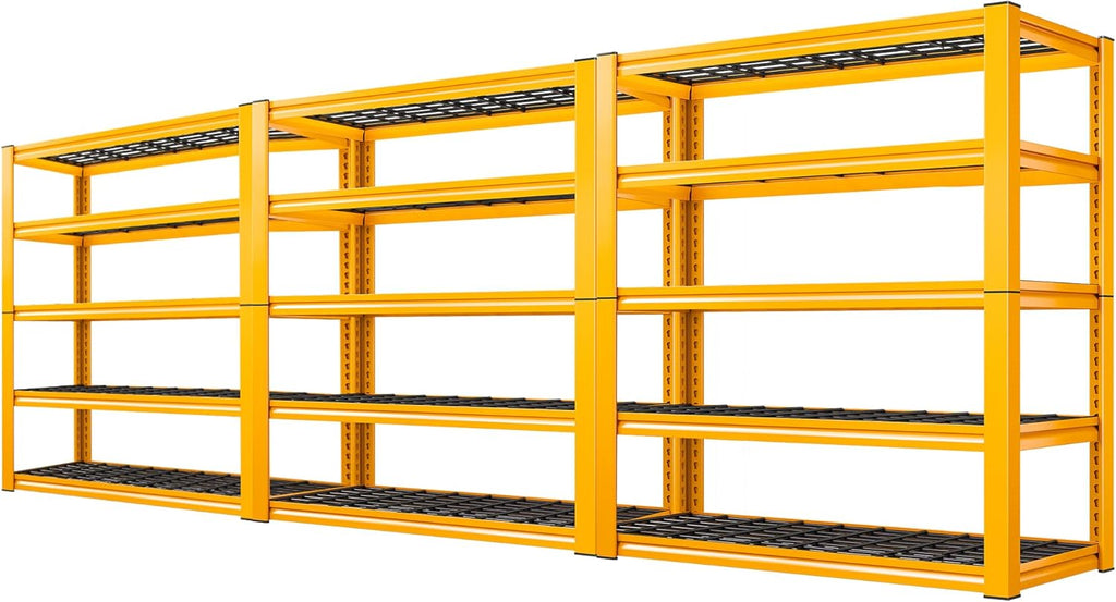 REIBII Garage Shelving Load 3000LBS, 5-Tier Storage Shelves, Adjustable Heavy Duty Metal Shelving Unit for Pantry, Basement, Warehouse, 72" H x 36" W x 16" D H, 3PC