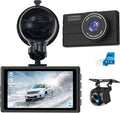Dash Cam Front and Rear, 1080P Dual Dash Camera for Cars with 32G SD Card, 24 Hours Parking Monitor, Night Vision, Loop Recording, G-Sensor, 3'' IPS Screen, 170°Wide Angle
