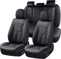 FLORICH Seat Covers, Black Car Seat Cover Full Set, Luxury Faux Nappa Leather Automotive Seat Protectors, Car Seat Cushions Universal Fit for Most Sedans SUVs Trucks - Black
