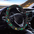 AFPANQZ Puppy Paws Print Steering Wheel Protection Stretch-on Fabric Machine Washable Women Men Neoprene Automotive Steering Wheel Covers Sweat Absorption Comfort Grip for Driver Black Colorful