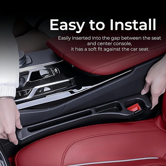 EnzeroTools Car Seat Gap Filler, 2-Pack No-Drop Seat Side Gap Seam Filler Organizer with Phone Holder, Universal Fit Fill The Gap Between Seat & Console, Perfect for Car, SUV, Truck
