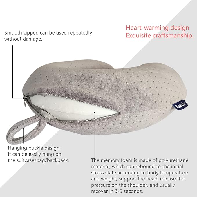 Memory Foam Travel Pillow, Comfortable Travel Neck Pillow U Shape, Support Neck and Head to Relieve Fatigue, Portable Neck Pillow Suitable for Planes, Trains, Self-Driving Cars