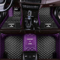 Custom Making Car Floor Mats for 98% Sedan SUV Car Protection Full Coverage Mats Anti-Slip Leather Floor Liners All Weather Car Floor Mats (Black+Purple Side)