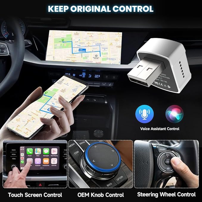 Wireless CarPlay Adapter & Android Auto (2-in-1) - Mini USB/USB-C Adapter Converts Wired to Wireless, Plug & Play, Stable Lag-Free for iPhone & Android (2026 Upgraded)