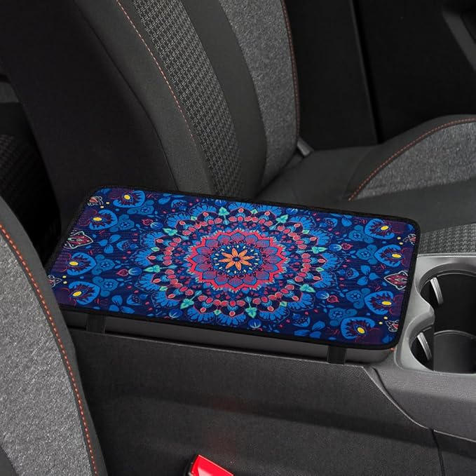 1pc Center Console Armrest Cover Pad 12.6x7.5 inch Lotus Neoprene Car Armrest Cushion Waterproof Armrests Seat Box Cover Protector for Universal Cars Vehicles SUVs