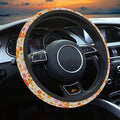 Colorful Daisy Steering Wheel Cover, Orange Floral Print Steering Wheel Cover Protector for Women, Ultra-Thin with Personalized Pattern Design, for Steering Wheel with a Diameter of 14.5"-15"