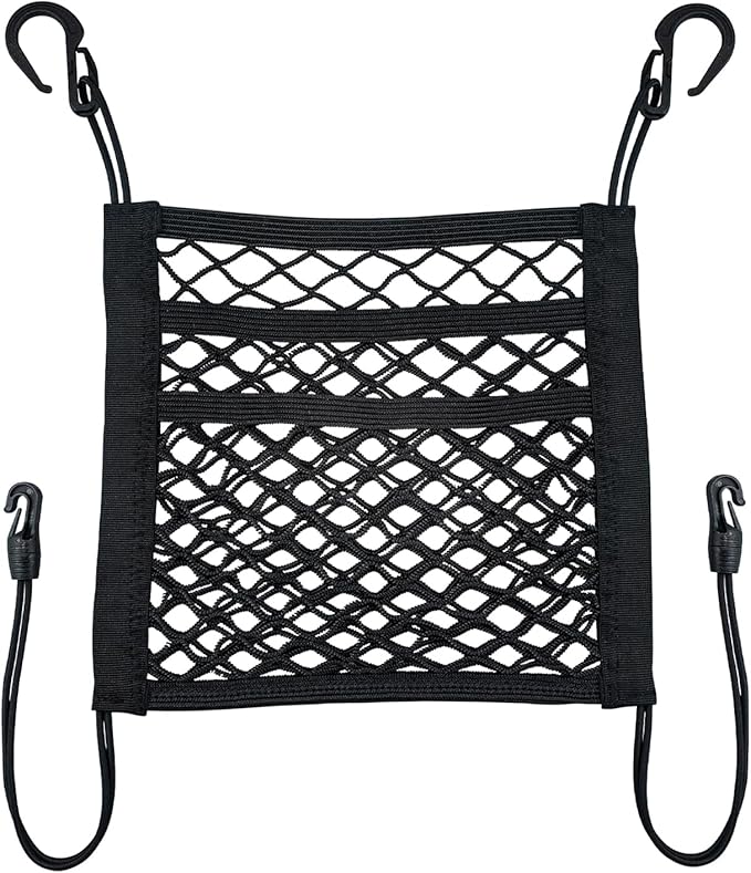 3-Layer Car Mesh Organizer Storage Between Front Seats Kid Dog Pet Net Barrier Car Net Pocket Elastic Tissue Purse Holder Netting for SUV, Van
