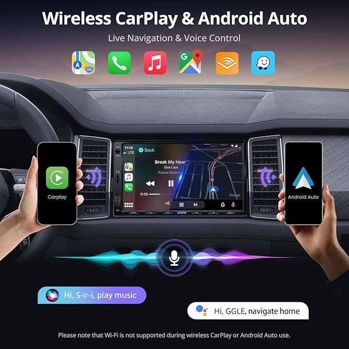 ATOTO A5L 7inch Android Double DIN Car Stereo, Wireless CarPlay&Android Auto Touch Screen, Wi-Fi/USB/BT Tethering, DSP, FM&SS Car Radio, GPS Tracking, MirrorLink, HD LRV, AI Chat, 2G+32G, A5LG2A7T
