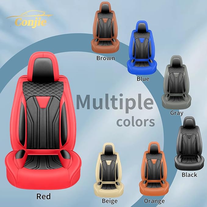 Fit Accord Car Seat Covers Premium Leather for Honda Accord 2012-2025 2026. Waterproof， Breathable, Scratch-Resistant & All-Weather Seat Cushion Protector（Front Seat,Red&Black