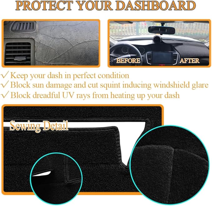 Yiz Dashboard Cover Dash Cover Mat Carpet Pad Custom Fit for Nissan Altima 2007 2008 2009 2010 2011 2012, Altima Sedan Coupe 2007-2012 (Black) Y29