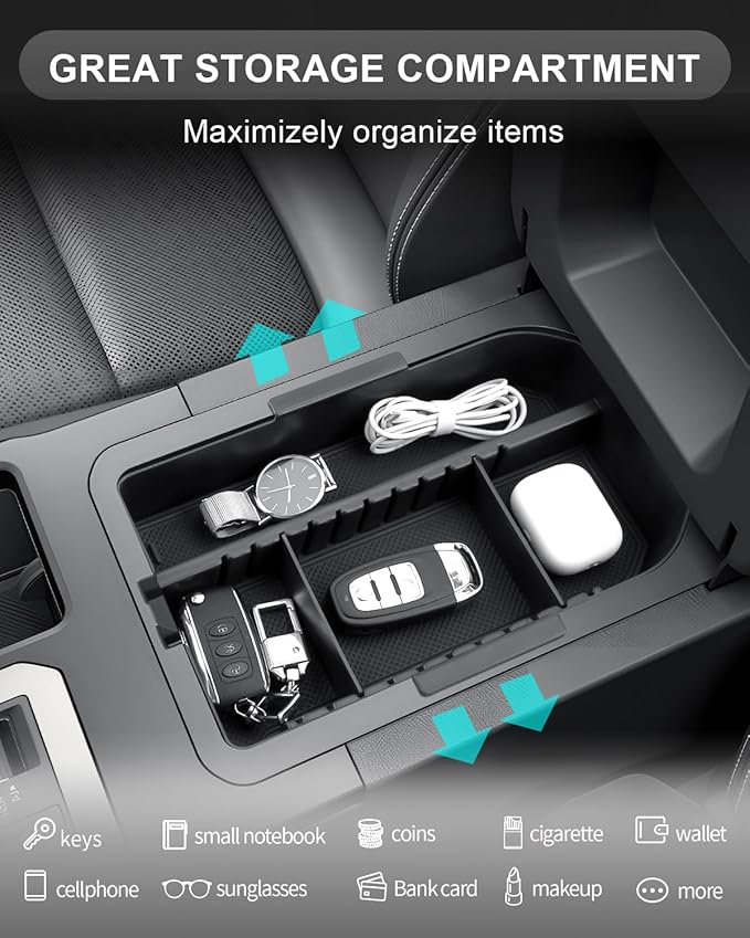 CDEFG 2024 2025 Land Cruiser Center Console Organizer Compatible with 2024 2025 Toyota Land Cruiser 250 Prado J250 LC250 Accessories Middle Console Armrest Storage Box(Not Fit Armrest with Cool Box)