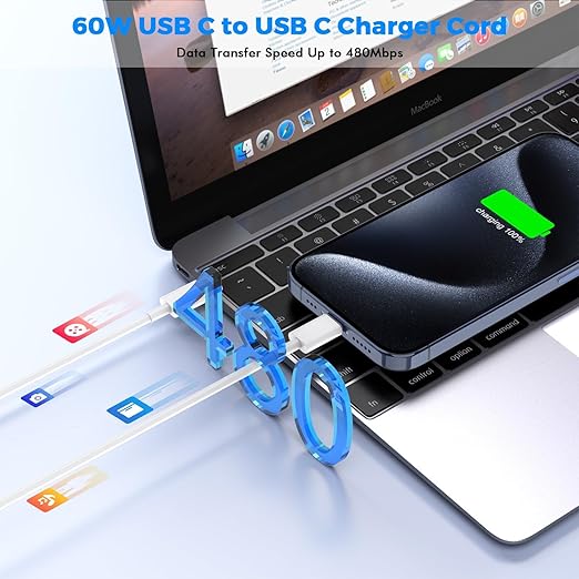 iPhone 16 15 Fast Charging,2Pack USB C Wall Charger Block Quick PD Adapter with 6Foot USB C to C Charger Cord Fast Charging for iPhone 16/16 ProMax/15 Plus/15 Pro, iPad 10/Mini 6/Air 4/5/Pro 12.9/11