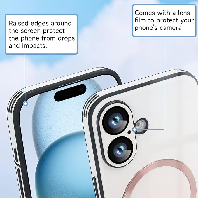 Guppy Compatible with iPhone 16 Case Magnetic, with Full Camera Lens Protector [Compatible with MagSafe] Scratch Resistant Gradient Glass Back Cover Phone Case-Pink