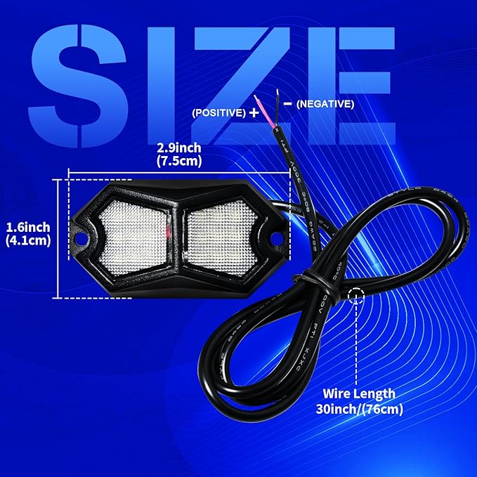 Led Rock Lights Blue 4 Pods 18LEDs 210 Degree Wide Angle IP68 Waterproof Aluminum Housing Underglow Underbody Lights 12V 24V for Truck UTV ATV Camper (4 Pods, Blue)