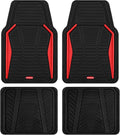 Rubbermaid Car Mat Full Set All-Weather Heavy-Duty 4 Pieces– Trim-to-Fit Universal Car Mats Full Set – Waterproof Rubber Floor Liners for Most Trucks, SUVs, Vans, and Sedans-Red