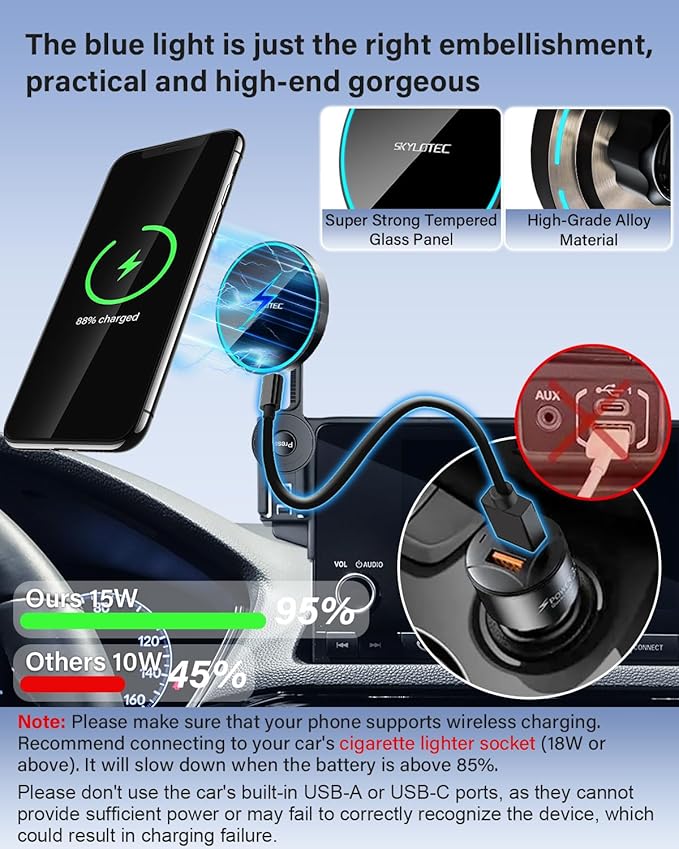 Phone Mount for 2022-2025 Chevrolet Chevy Silverado1500/GMC Sierra 1500 2500HD 3500HD Accessories 13.4-Inch Screen, Magnetic Car Phone Holder for MagSafe, Magnets Fast Wireless Charger Cell Phone Base