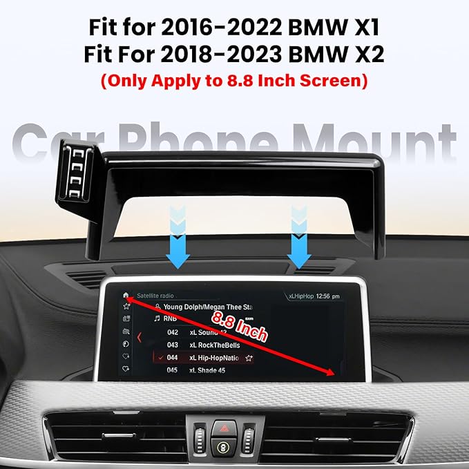 Car Phone Holder Compatible with BMW X1 2016-2022 / BMW X2 2018-2023 Accessories 8.8 inch Touchscreen Fixed Clip,360°Rotation Magnetic Phones Mount for Phones (not fit 6.5 inch)
