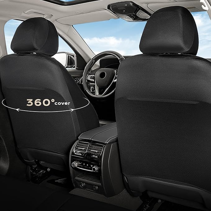 Coverado Seat Covers, Car Seat Covers Full Set, Car Seat Cover, Car Seat Covers Front Seats and Back, Waterproof Car Seat Cushion, Faux Leather Car Seat Protector Universal Fit Most Cars, Black&Pink