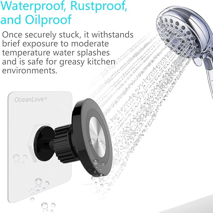 OCEANLOVE for MagSafe Wall Mount Magnetic Phone Holder, Self-Adhesive, 360 Rotatable, Waterproof, Compatible with iPhone 17/16/15/14/13/12,All Phones, Shower Mirror Car Glass Bathroom Kitchen(Black)