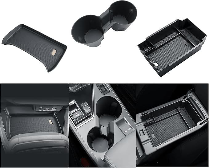 BIBIBO 3Packs 2024 2025 2026 Crosstrek Center Console Organizer for 2023-2026 Subaru Crosstrek&2024+Subaru Impreza Console Trays+ Insert Cup Holder& Wireless Charging Mats Crosstrek 2024 2025 2026