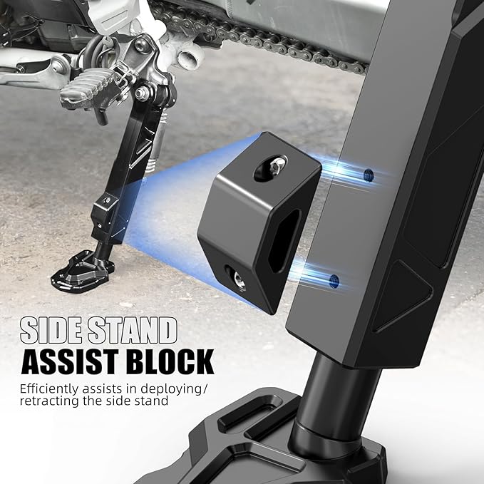 NICECNC Black Adjustable Side Stand Kickstand Compatible with Honda CRF1100L Africa Twin 2020-2026, CRF1100L Africa Twin Adventure Sports 2020-2026, Replacement for 50530-MKS-E01