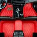 Yaruicar Custom Personalized Floor Mats for Cars Luxury Full Coverage All Car Floor Mats Anti-Slip Leather Car Mat Set Trucks & SUVs Trucks Automotive Floor Mats Liners (Red Biege)