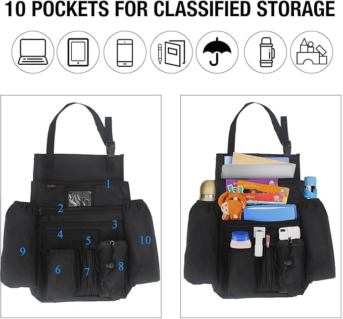 ECWKVN Car Front Seat Organizer - Car File Organizer, Passenger Seat Storage Bag Law Enforcement - Vehicle Storage with Dedicated Laptop Tablet Holder Cup Holder, Black