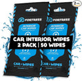 Fortress Car Interior Wipes (25 ct, Pack of 2) for Car Interior Cleaning, Dashboard, Seats, Detailing, and Steering Wheel [Travel Size] Skin-Safe Car Interior Cleaner Supplies