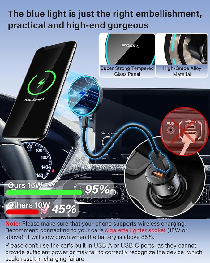 SKYLOTEC Phone Mount for Honda CR-V CRV 2017-2022 Accessories 5/7-Inch Screen Fixed Clip, Car Magnetic Phone Holder Compatible with MagSafe, Magnets Fast Wireless Charger CR V Cell Phone Holder