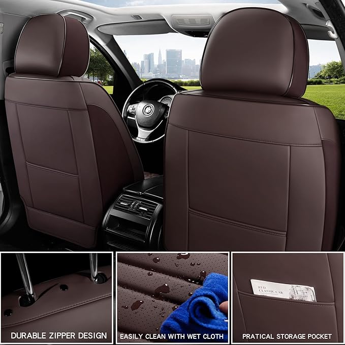 Car Seat Covers,Car Seat Protector Waterproof,Seat Covers Full Set, Car Seat Protectors,Automotive Seat Covers Fit for Most Cars Brown