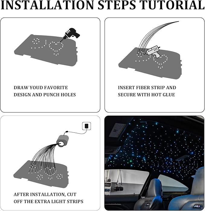 Small Size Fiber Optic Starlight Headliner Kit, Shooting Stars + Twinkle + Sound-Activated APP& Remote Control Starlight Engine for Car Home, 350pcs 9.8ft