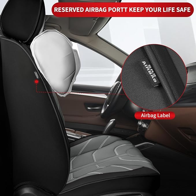 TTX LIGHTING Car Seat Covers fit for Toyota Corolla 1994-2019 Front Seat: Premium Leather Automotive Seat Cover with Airbag Compatible Waterproof (2 Seats, Black & Gray)