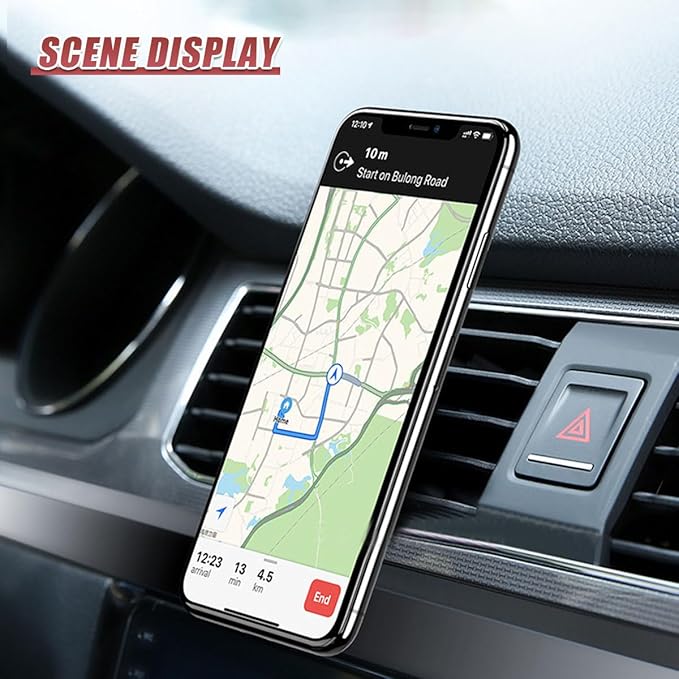 YoRise Magnetic Car Phone Holder, L Type 360° Rotatable Adjustable Car Air Vent Cellphone Mount, No-Hand Clip-On Navigation Bracket, Universal Vehicle Smartphones Stand Accessories (Red)