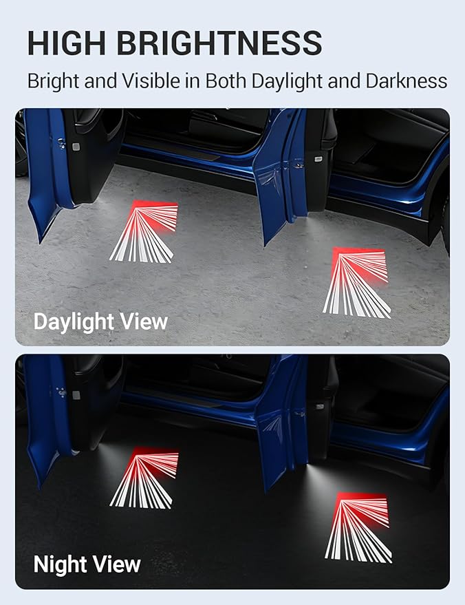 Motrobe 4PCS Puddle Lights for Tesla Model Y Juniper 2025 2026 Model 3 Highland 2024-2026 4K HD Ultra-Bright Light Carpet Door Projector Lights No Error Code Never Fade Tesla Accessories
