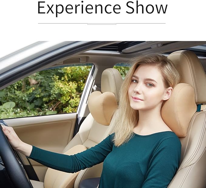 Car Neck Pillow - Memory Foam Cervical Relief Cushion, Headrest Support for Pain, Beige