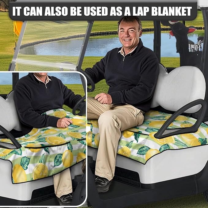 Biyejit Golf Cart Seat Covers with 4 Pockets Golf Cart Seat Towel Blanket Fits 2-Seat Golf Carts, Golf Cart Accessories