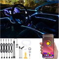 6 m Optic Fiber Car Ambient Lighting Kit Bluetooth App Control 64 Colors Multicoloured Music Interior Lighting Kit 12V 1W