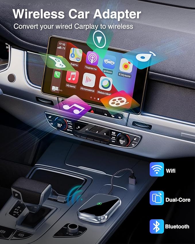 Wireless CarPlay & Android Auto Adapter 2 in 1, 2026 Upgrade 5G WiFi Dongle for Factory Wired CarPlay Cars, Convert Wired to Wireless for iPhone & Android, Plug & Play