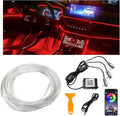 Interior Car LED Strip Lights with APP Control, 3 in 1 RGB Ambient Lighting Kit with 197 inches Fiber Optic, 16 Million Colors Neon Strip USB Music Sync Atmosphere LED for Vehicles