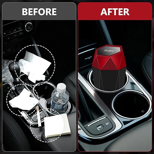 Car Trash Can with Lid - 2-Pack, Interior Accessories for Vehicles, Leakproof Garbage Can with 30 Detachable Trash Bags, Multipurpose Organizers and Storage Solutions for Home and Office