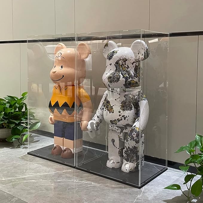 Choowin 29 inch Tall Acrylic Display Case for Lego Space Launch System 10341 Thickened Clear Acrylic Display Cases for Collectibles Figures Doll Bearbrick 1000% Assemble Dustproof Display Box(Black)