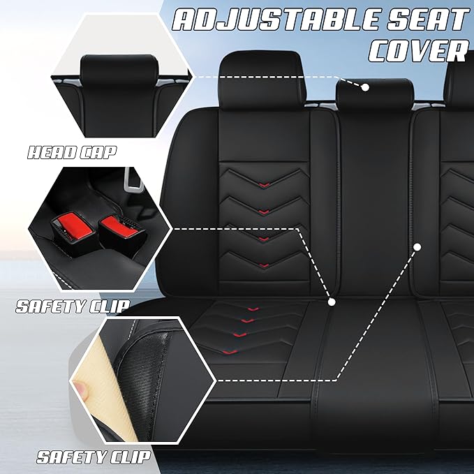 Car Seat Covers Fit for Toyota rav4 2000-2026, Stylish Sport Seat Covers, Waterproof Wear-Resistant Premium Nappa Leather Car Seat Cover.(Full Set with Pillow/Black)